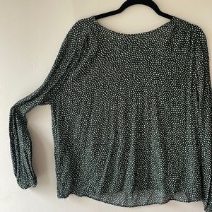 Deep green with white polka dot blouse. Size 12